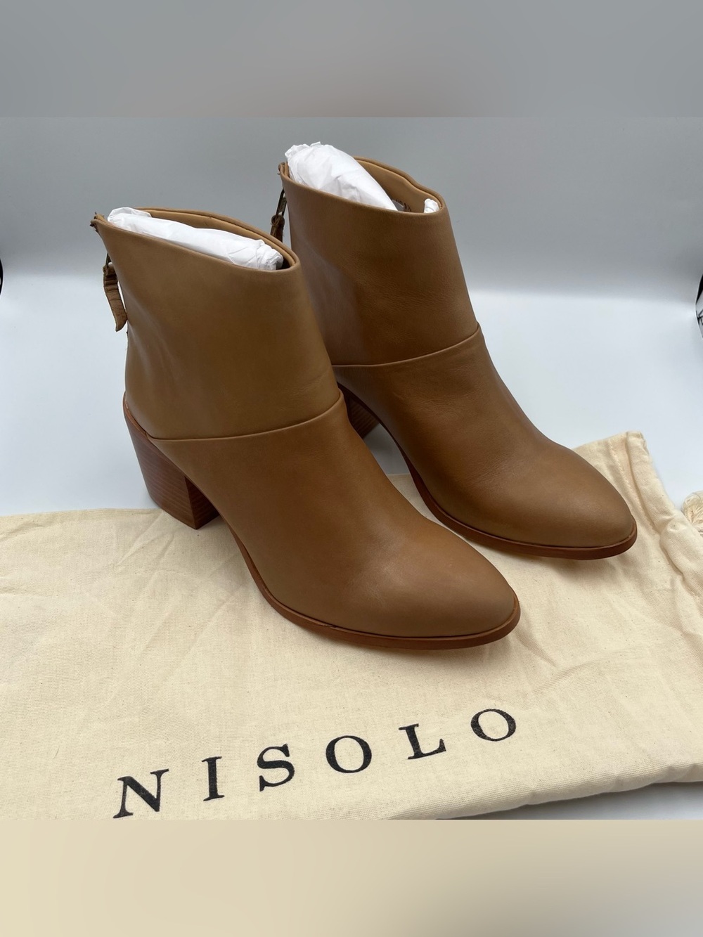 Nisolo Dari Leather Ankle Boots, Tan Almond, Women's Size 9.5 NEW